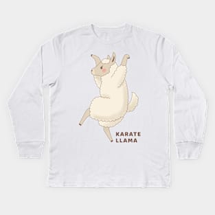 Cute Karate Llama Drawing Kids Long Sleeve T-Shirt